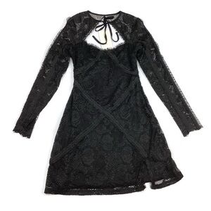 Alana Eve Long Sleeve Black Lace Bodycon Mini Dress NEW! Retail $199